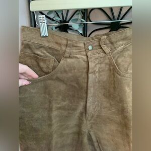 Zebra Leather 9/10 Women's Suede Tan Straight Leg Pants coastal cowgirl Desert